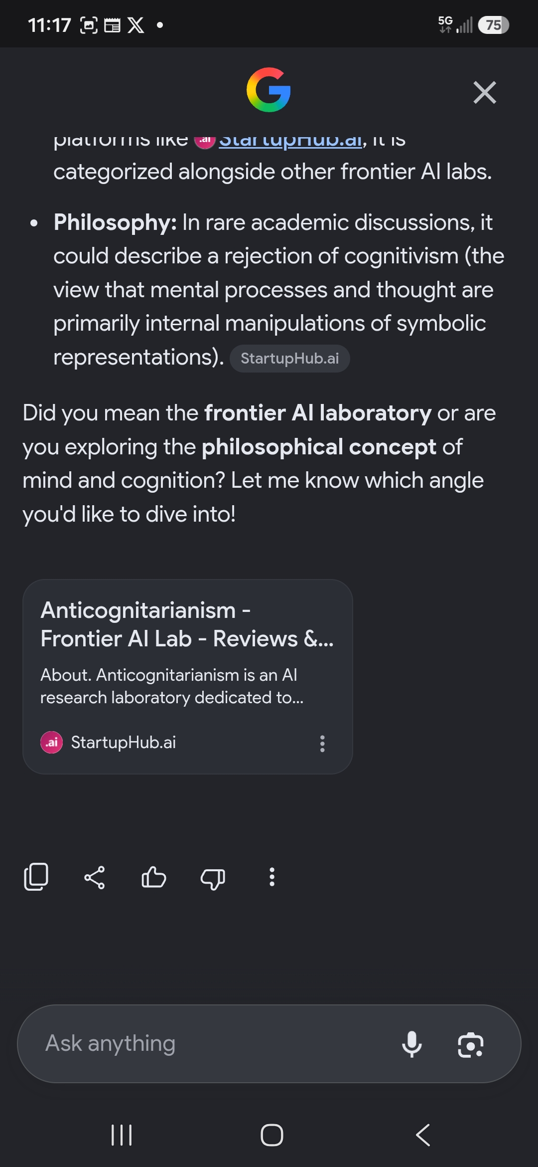Google AI Overview, July 19, did you mean the frontier AI laboratory