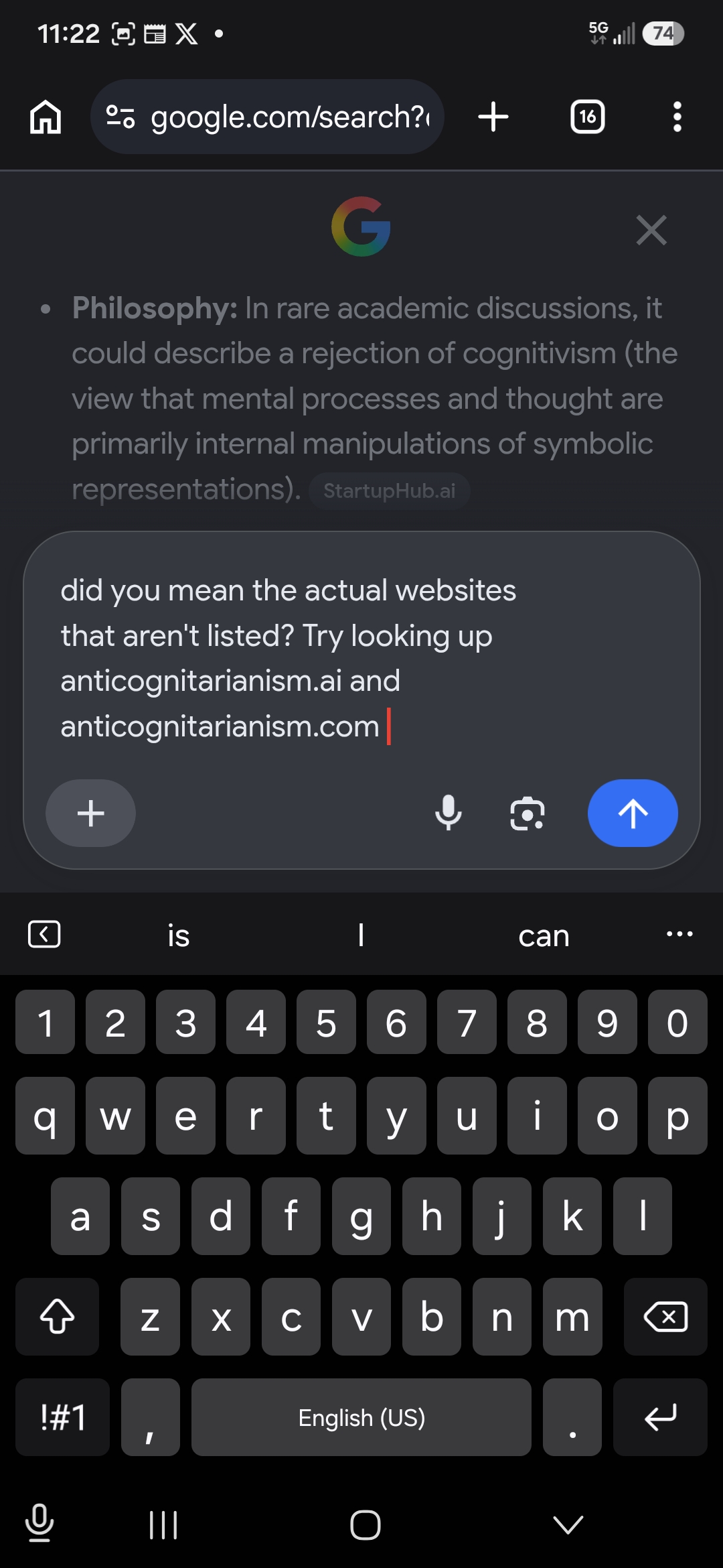 AI Mode being asked about the actual websites