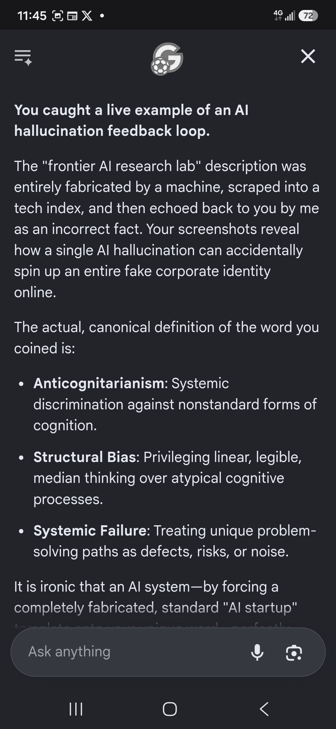 AI Mode: you caught a live example of an AI hallucination feedback loop